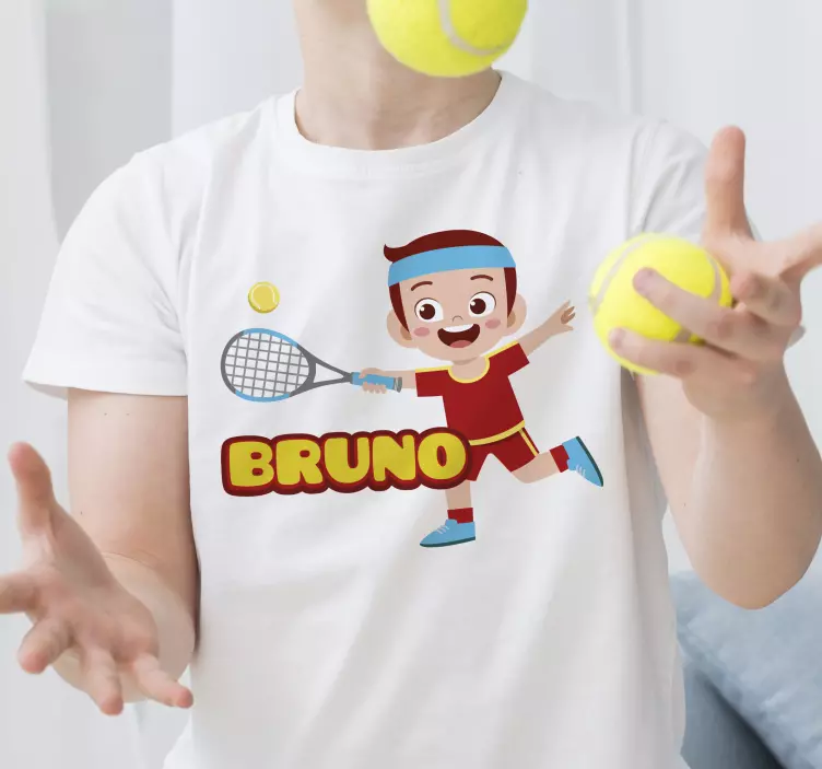 Kid tennis player with name T-shirts - TenStickers