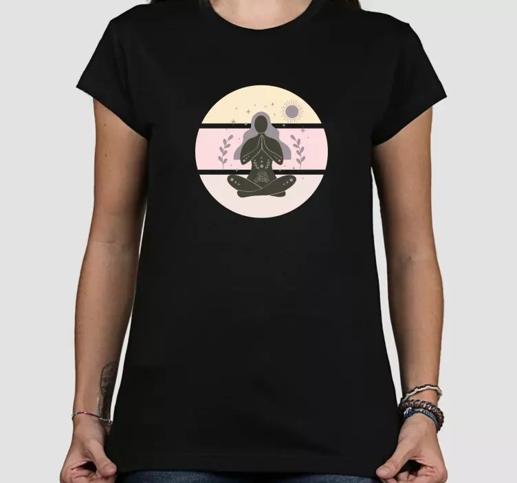 Meditative woman silhouette t-shirt - TenStickers