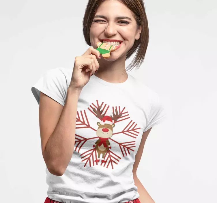 Reindeer and Flake Christmas t-shirt - TenStickers