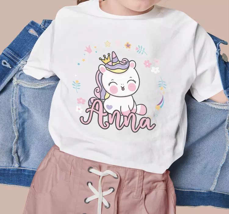 Scandinavian unicorn with name baby t-shirt - TenStickers