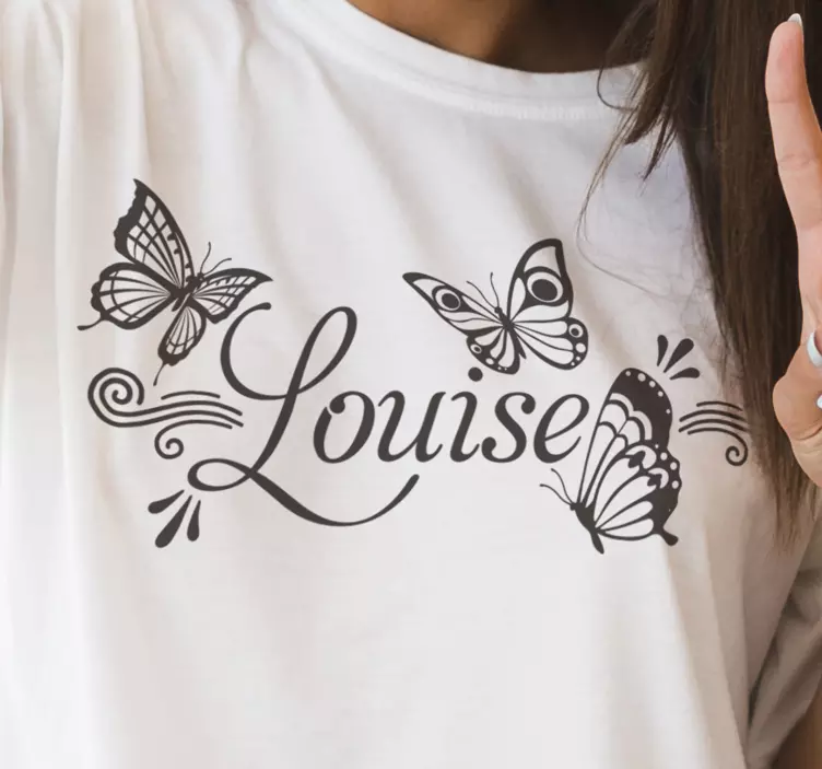Trendy butterflies pattern with name t-shirt - TenStickers