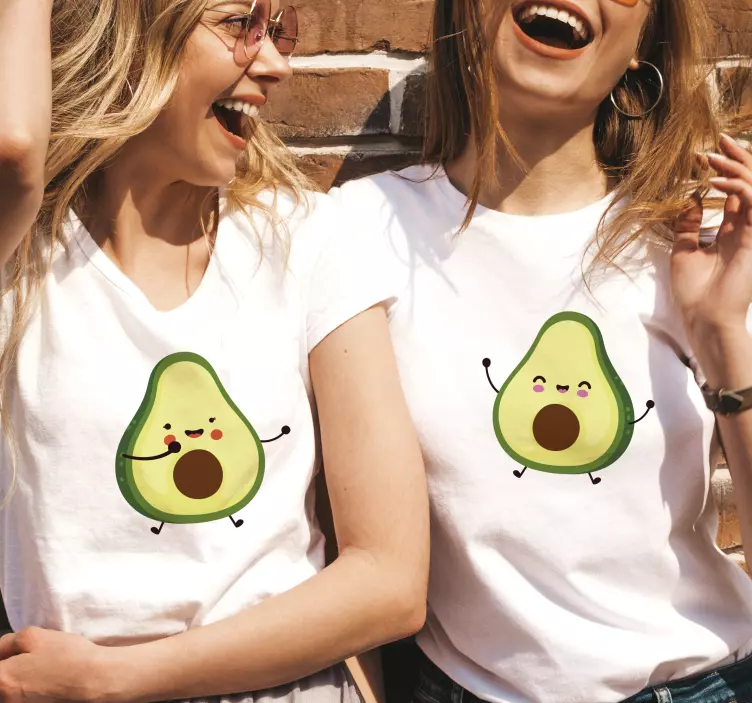 Two female happy avocado Couple t shirts - TenStickers
