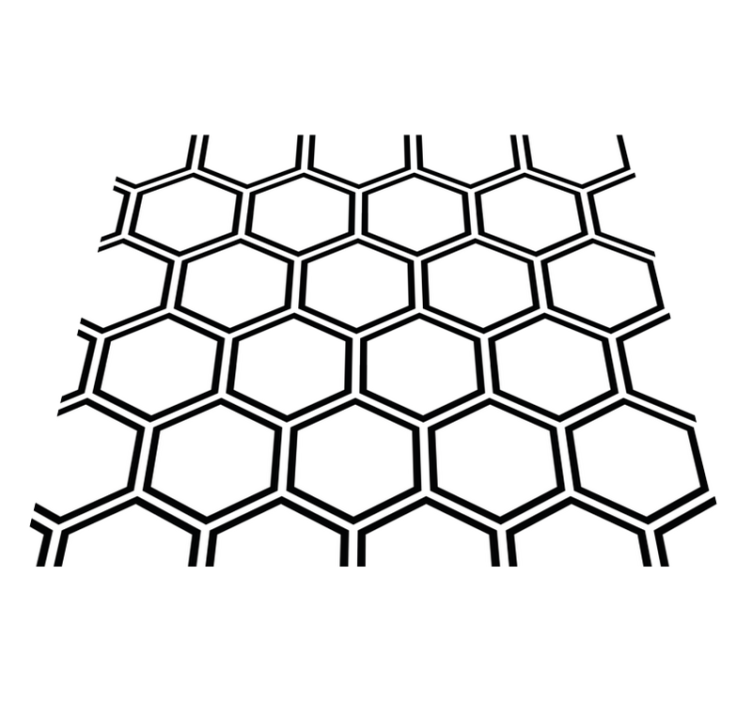 Hexagonal pattern white  vinyl rug - TenStickers