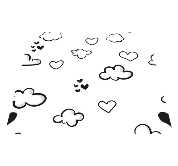 Clouds and hearts white  vinyl rug - TenStickers