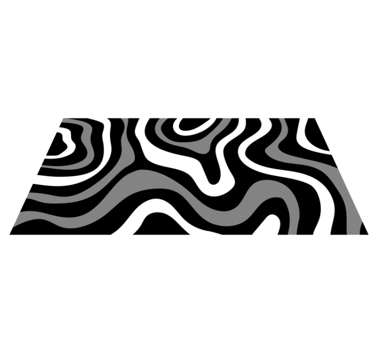 Modern waves  black vinyl rug - TenStickers