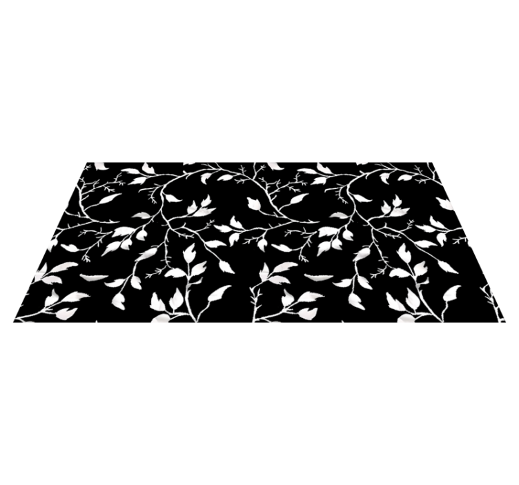 Modern floral pattern black vinyl rug - TenStickers