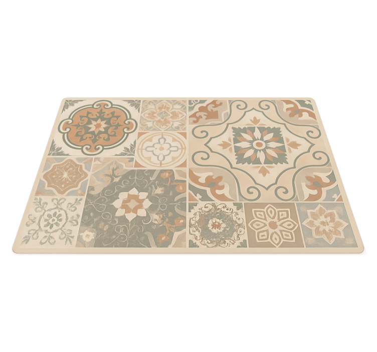 Cement tiles various sizes living room vinyl rug - TenStickers