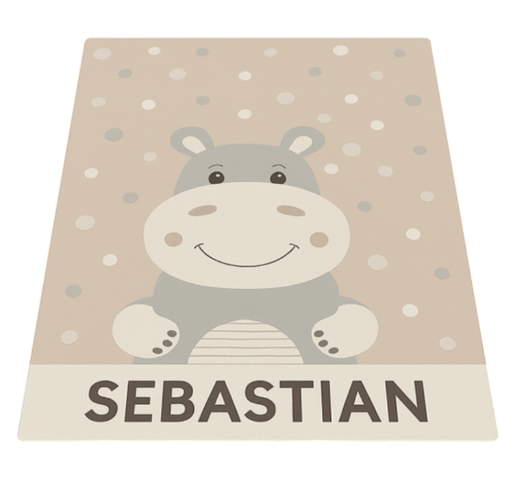 Custom beige hippo kids vinyl rug - TenStickers