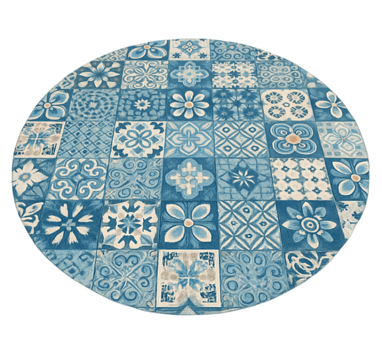 Circular mosaic tiles blue vinyl rug - TenStickers