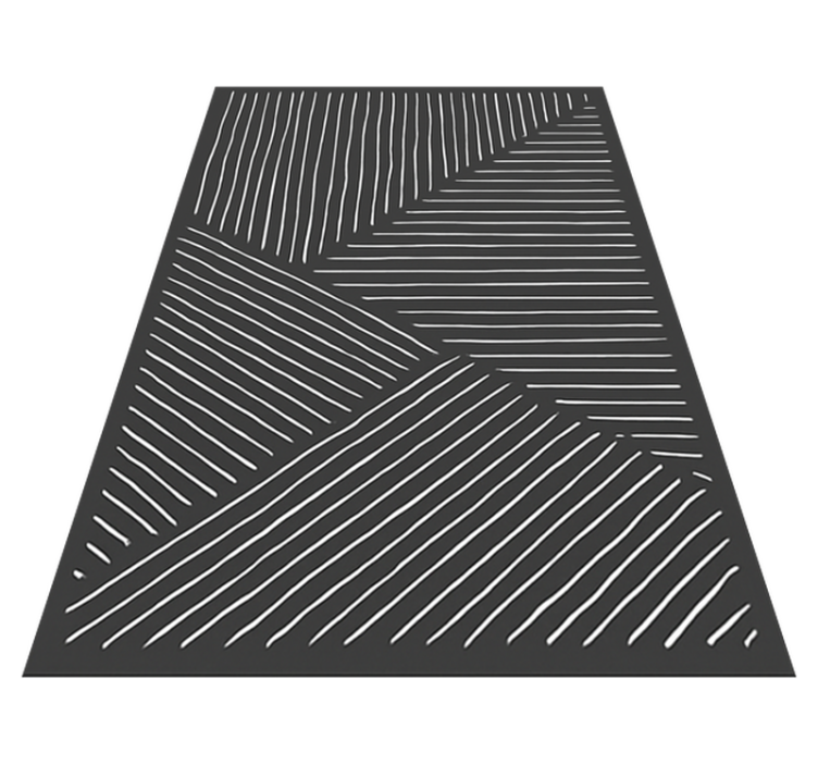 White wavy lines  kitchen vinyl rug - TenStickers