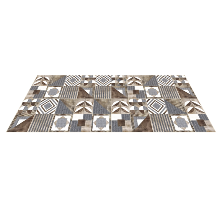 Brown Cementine mosaic vinyl rug - TenStickers