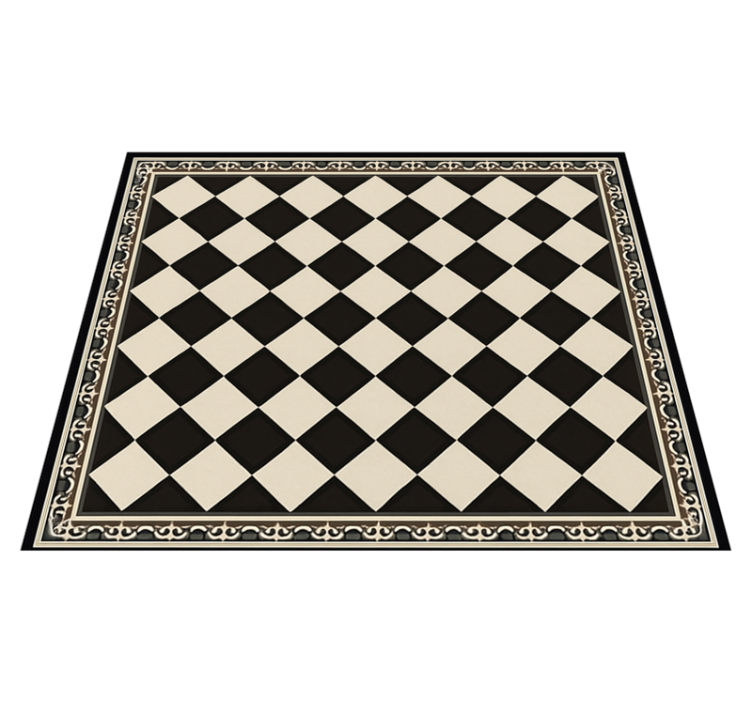 Living room vinyl rug black checkerboard design - TenStickers