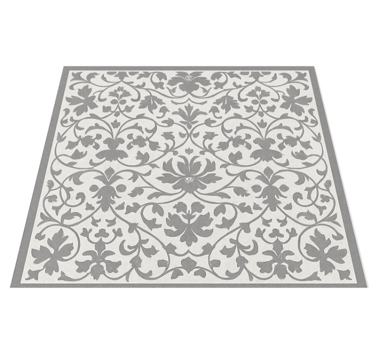 Elegant grey arabesque kitchen vinyl rug - TenStickers