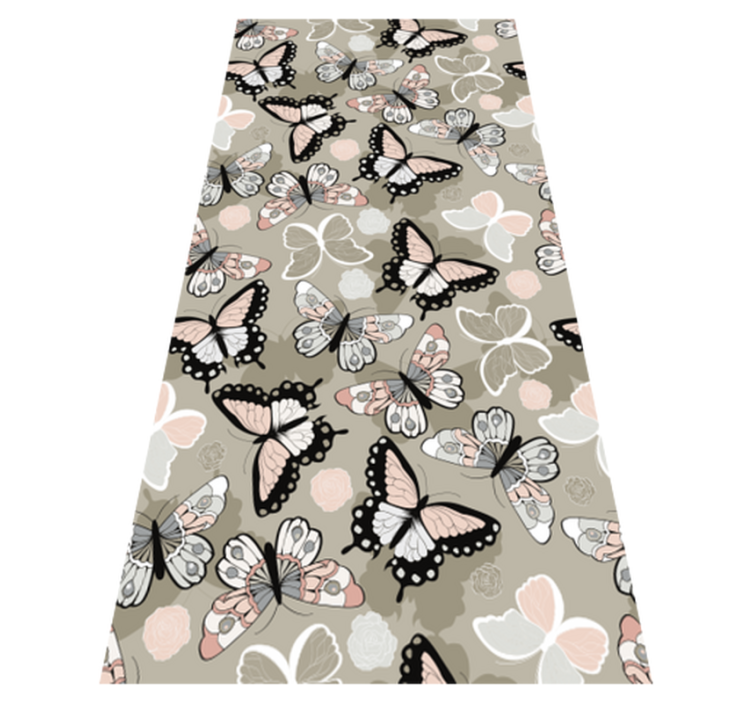 Animal vinyl rug with beige flying butterflies - TenStickers