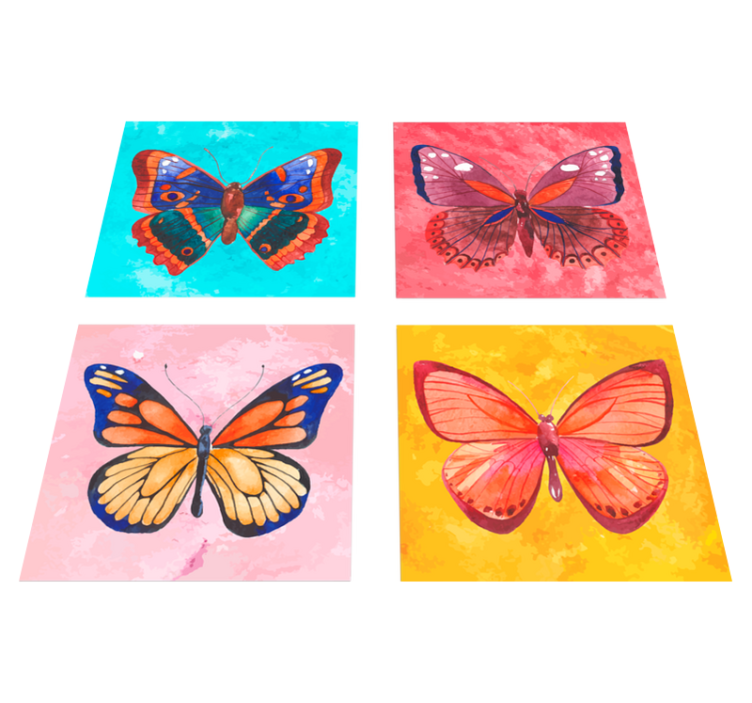 Animal vinyl rug with vibrant butterfly patterns - TenStickers