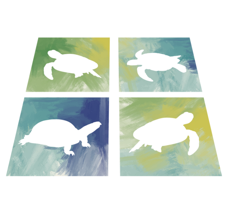 Colorful turtle pack tile animal vinyl rug - TenStickers