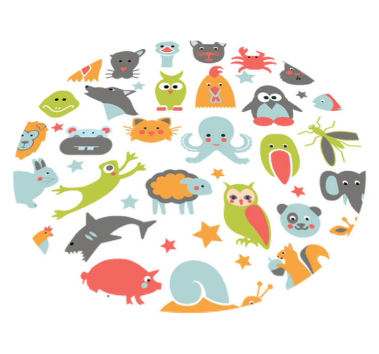 Animal vinyl rug featuring circular animals - TenStickers