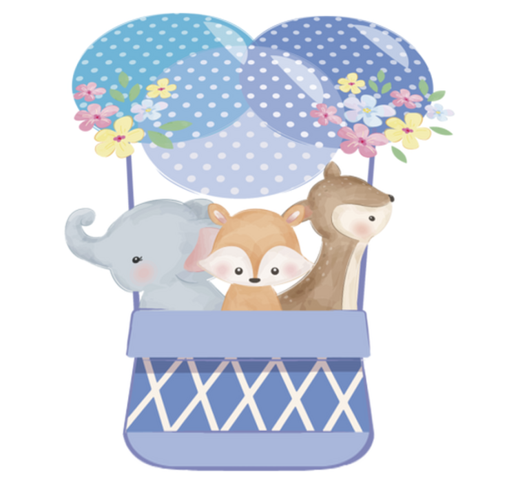 Animal vinyl rug with watercolor animal balloons - TenStickers