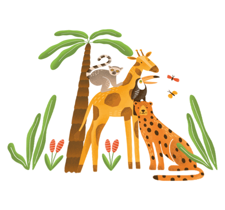 Animal vinyl rug with playful jungle animals - TenStickers