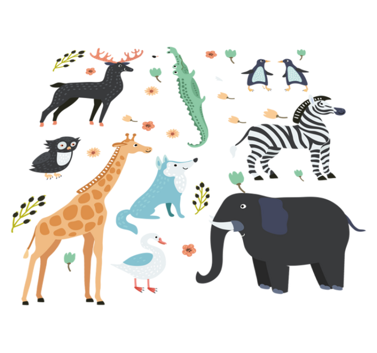 Animal vinyl rug happy animals in a park - TenStickers