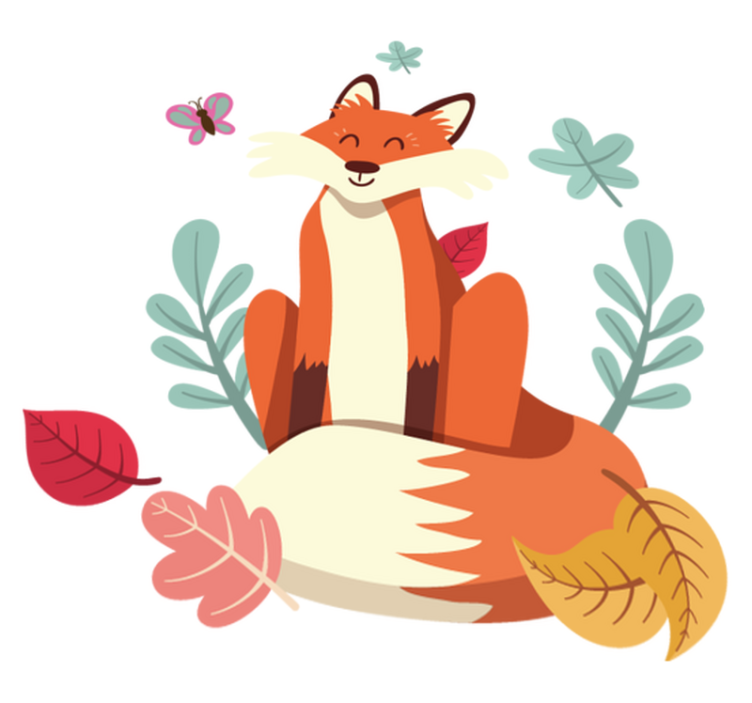 Animal vinyl rug fox with autumn leaves - TenStickers