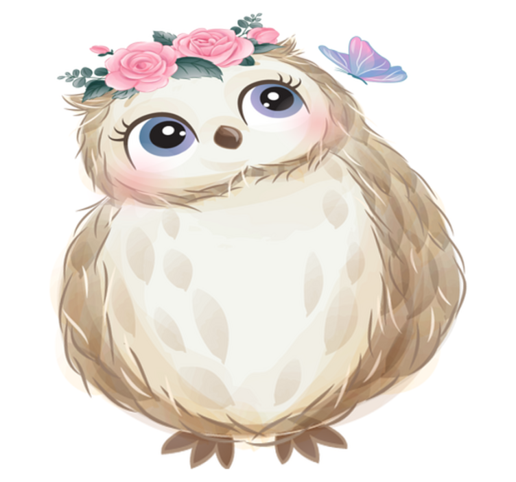 Animal vinyl rug baby owl and flowers - TenStickers