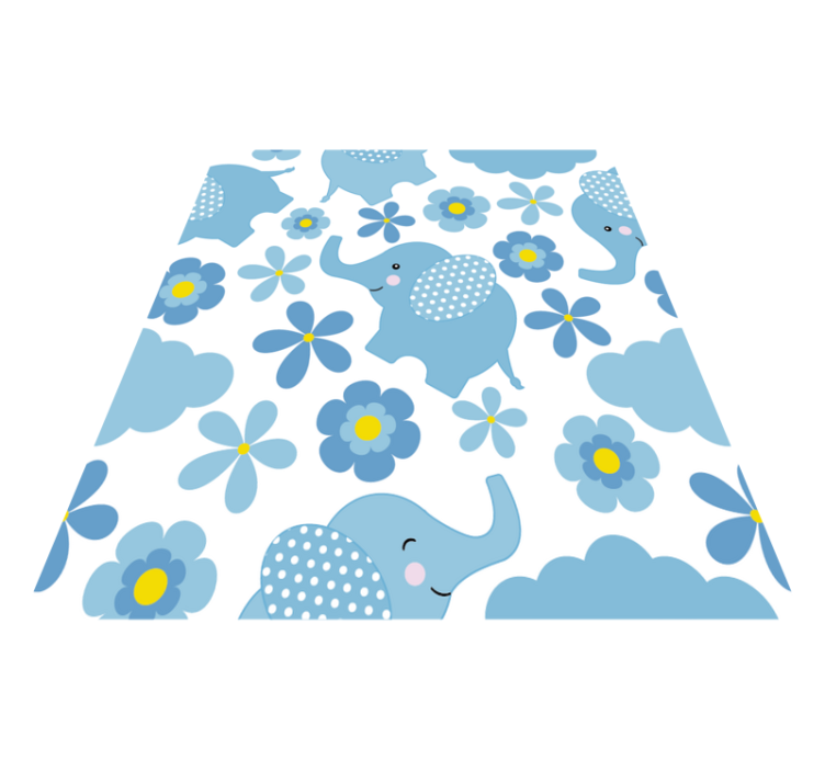 Blue baby elephants animal vinyl rug - TenStickers