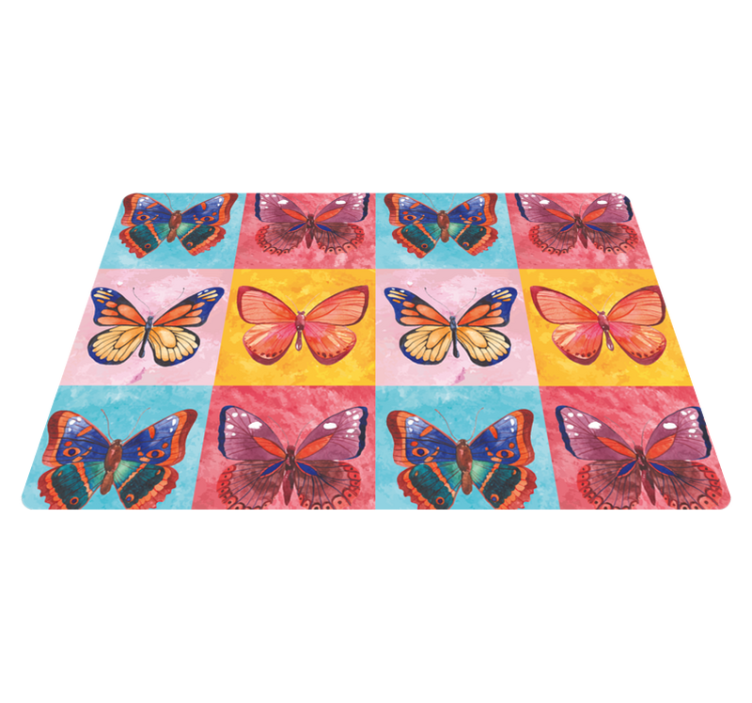 Animal vinyl rug multicolored butterflies - TenStickers