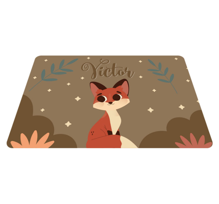 Cute fox rug for boy with name animal vinyl rug - TenStickers