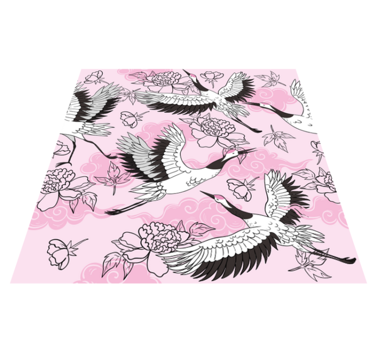 Wild birds modern pink pattern animal vinyl rug - TenStickers