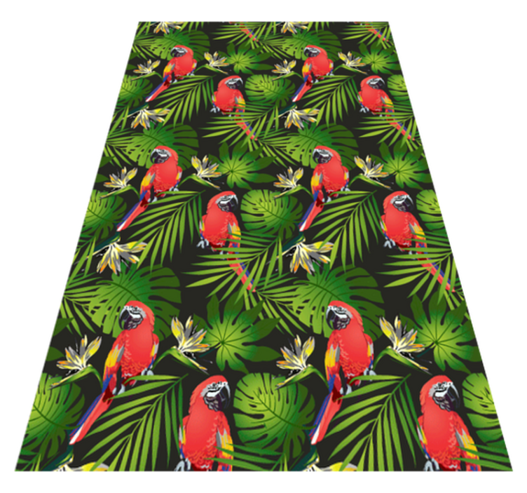 Colorful parrots on gray background animal vinyl rug - TenStickers