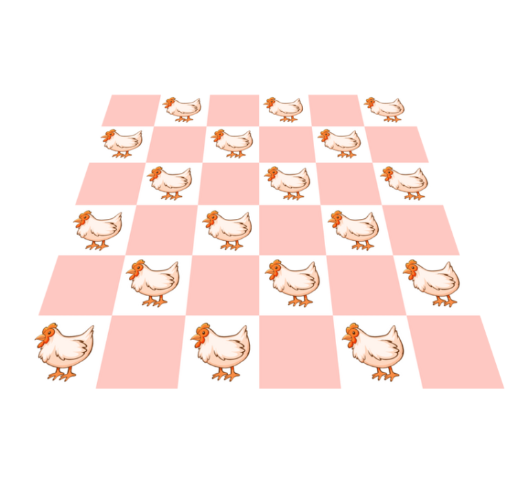 Animal vinyl rug with pink rooster squares - TenStickers