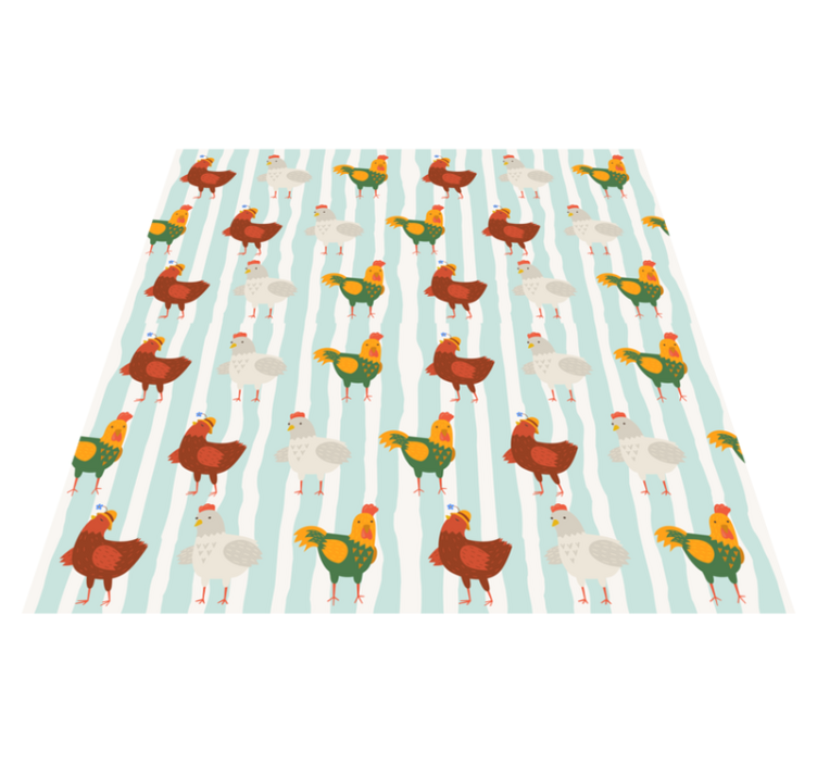 Animal vinyl rug with rooster vertical stripes - TenStickers