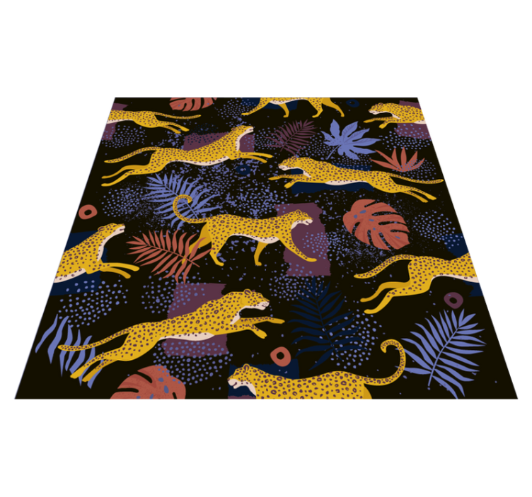 Tropical leaves leopards animal vinyl rug - TenStickers