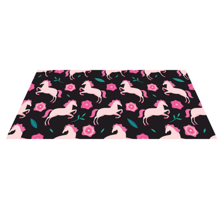 Animal vinyl rug with horses, flowers, and plants - TenStickers