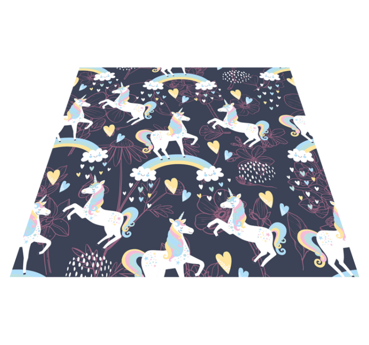 Animal vinyl rug with pink unicorns floral pattern - TenStickers