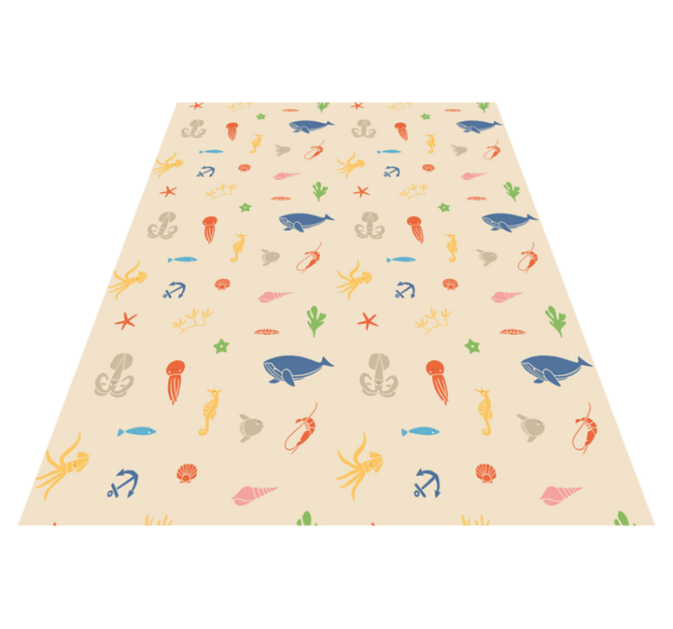 Sea animals on light beige background animal vinyl rug - TenStickers