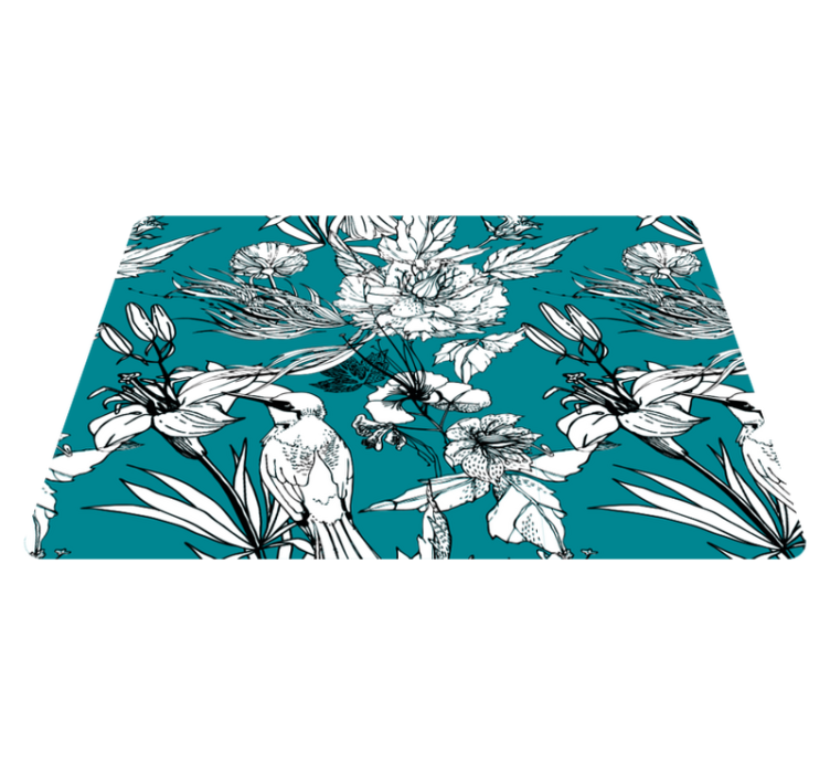 Animal vinyl rug with elegant white wild birds pattern - TenStickers