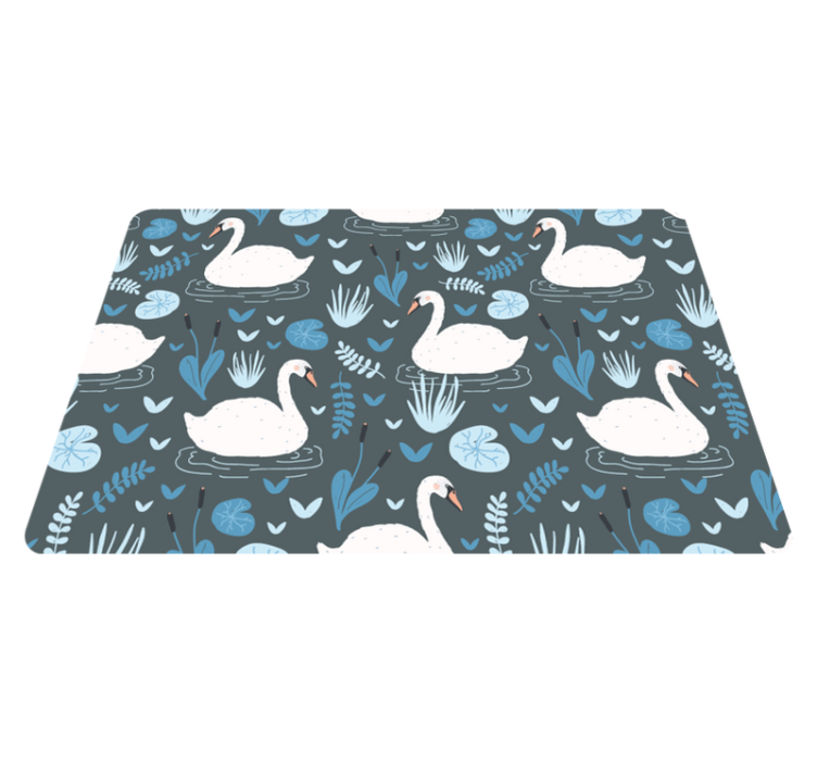 Animal vinyl rug with elegant white swan design - TenStickers