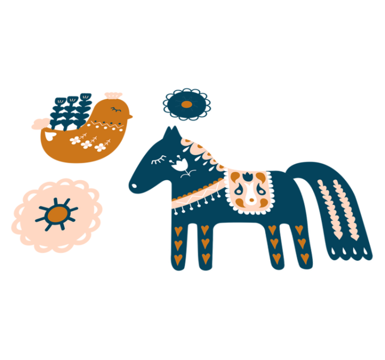 Colorful folk animal animal vinyl rug - TenStickers