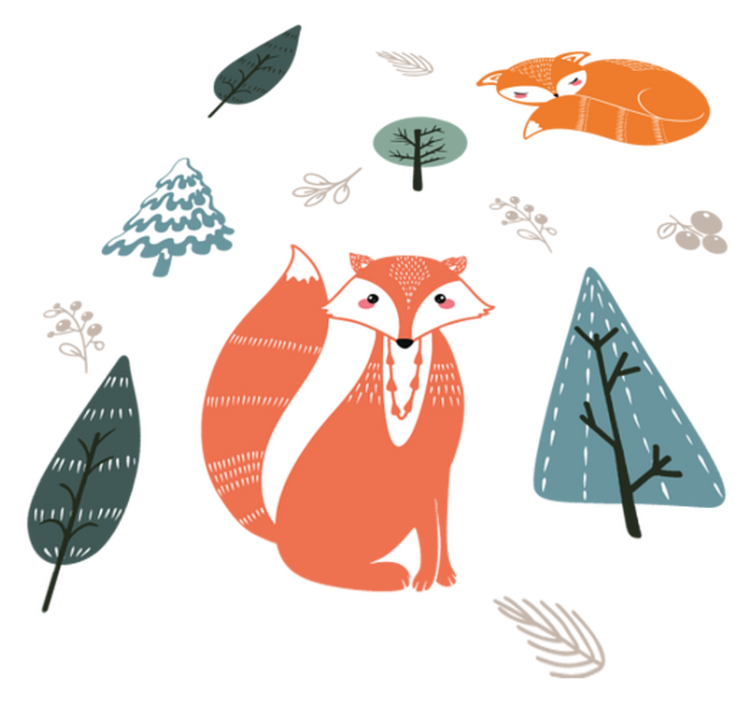 Animal vinyl rug whimsical fox patterns - TenStickers