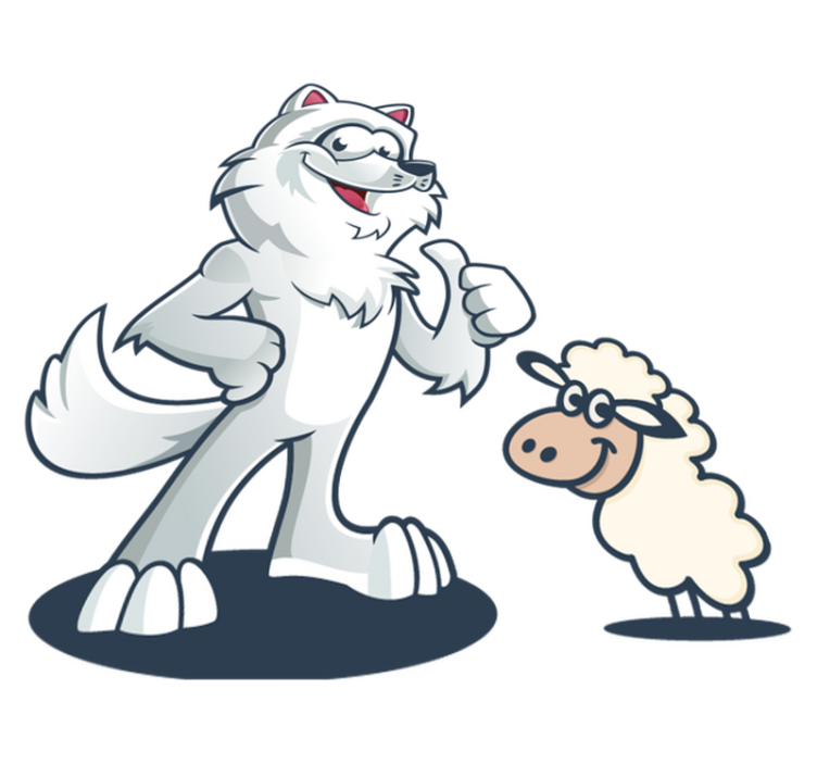 Joyful wolf character animal vinyl rug - TenStickers