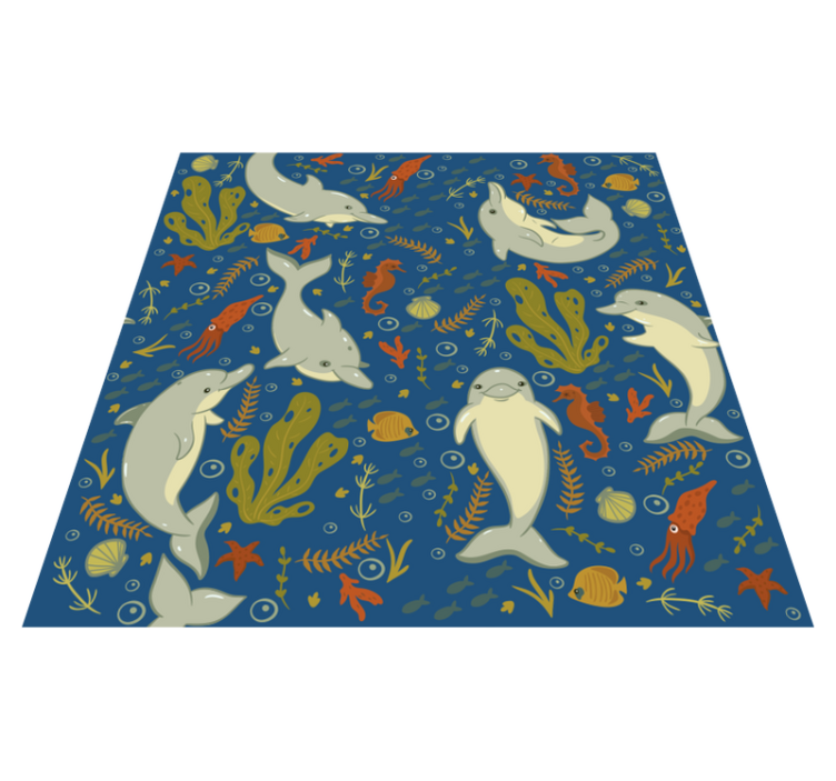 Animal vinyl rug playful marine life - TenStickers