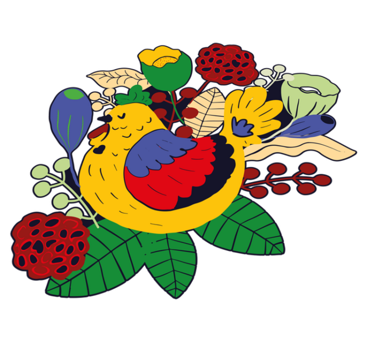 Colorful bird floral animal vinyl rug - TenStickers