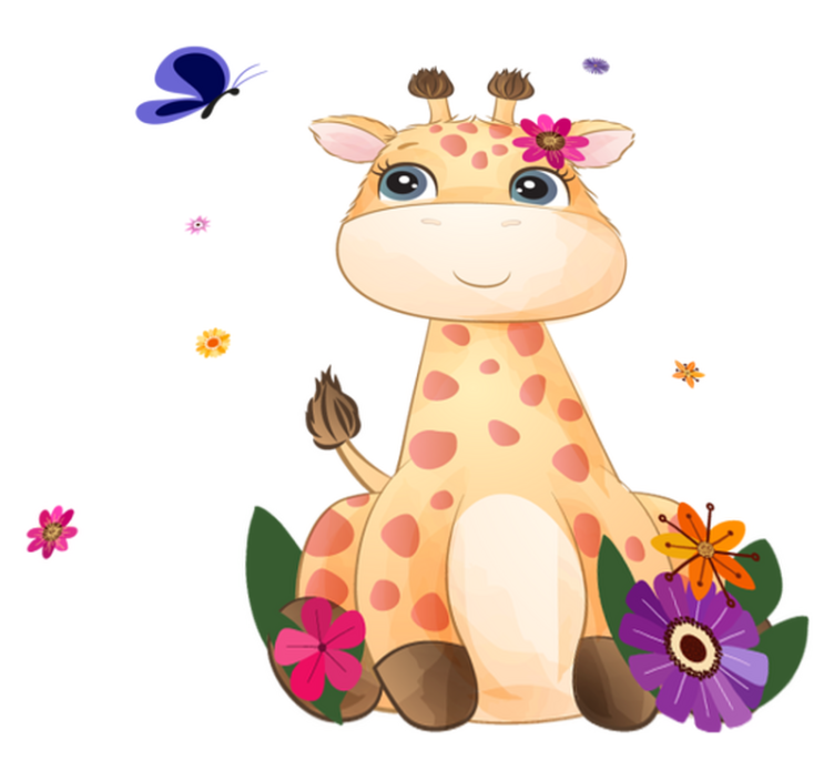 Animal vinyl rug wild africa giraffe girl - TenStickers