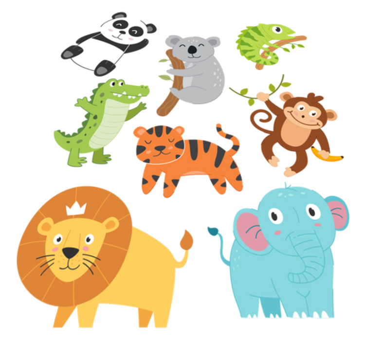 Animal vinyl rug hand drawn fall creatures - TenStickers