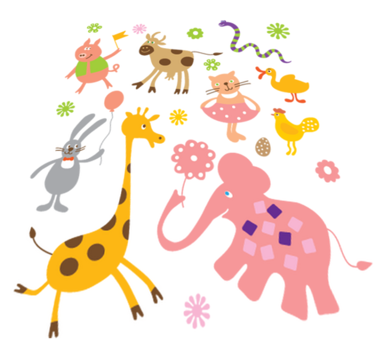 Colorful creatures animal vinyl rug - TenStickers
