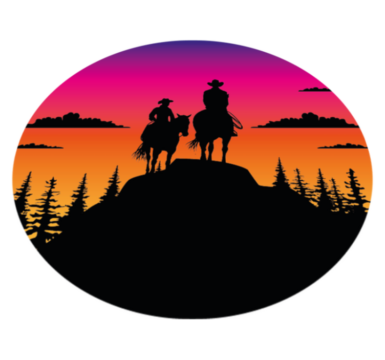 Animal vinyl rug mountains wild west and horses - TenStickers