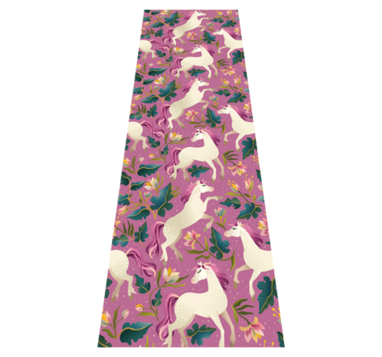 Animal vinyl rug with pink floral horse design - TenStickers