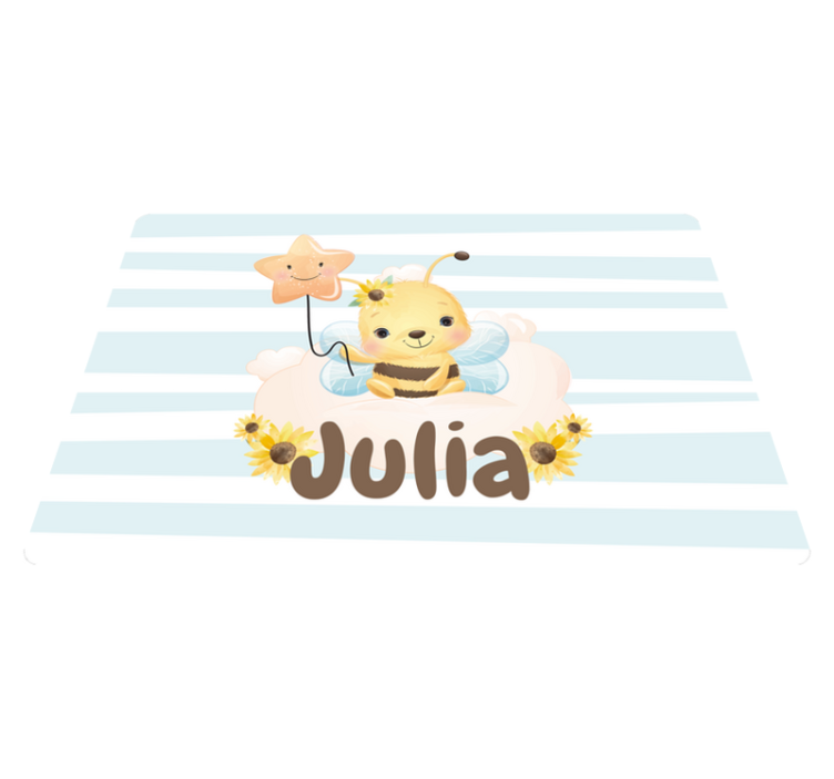 Cute animals bee with name animal vinyl rug - TenStickers